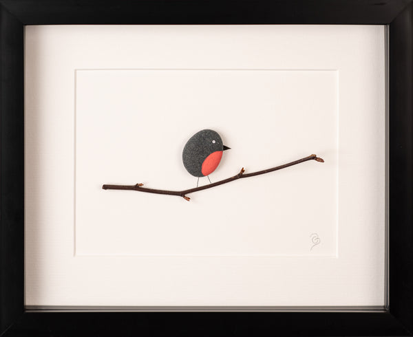 The Mourne Robin Pebble Art Picture